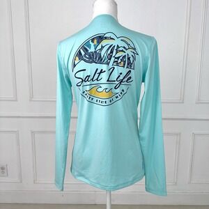 Salt Life Womens Long Sleeve Aqua Blue Graphic T Shirt Performance Top